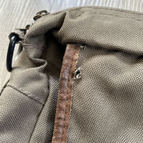 Trager Seattle Vintage Green Brown Messenger Shoulder Bag w/ Leather Trim READ - Picture 3 of 13